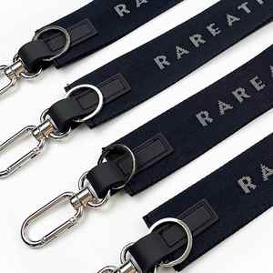 Personalized <b>Custom</b> Your Logo Fabric Woven Jacquard Embroidery Keychain Nylon Short Wrist Lanyard With High Quality <b>Key</b> Ring - Product Image 4
