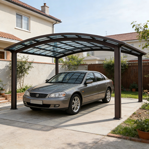 Abri de voiture moderne <span class=keywords><strong>en</strong></span> aluminium imperméable avec <span class=keywords><strong>toit</strong></span> <span class=keywords><strong>en</strong></span> polycarbonate pour stationnement extérieur, structure <span class=keywords><strong>en</strong></span> aluminium robuste - Product Image 1