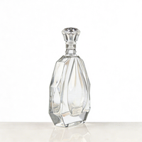 Bouteille de vin en verre cristallin transparente carrée personnalisée avec bouchon, pour Tequila, Rhum, Gin, Vodka