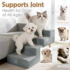 Pet Stairs Luxury Breathable for Small <b>Dogs</b> & Senior Cats to Get on the <b>Bed</b> Three-Step Low-Rise Step Ladder Dual-Use Design - Product Image 5
