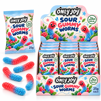 Bonbons gélifiés aux fruits en forme de vers Halal avec logo personnalisé, en petits emballages de détail pour la vente en gros