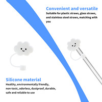 Couvercle d'embouts de paille en silicone en forme de nuage couvercles d'embouts de paille réutilisables manchon de paille anti-poussière pour pipette en verre de 8mm de diamètre