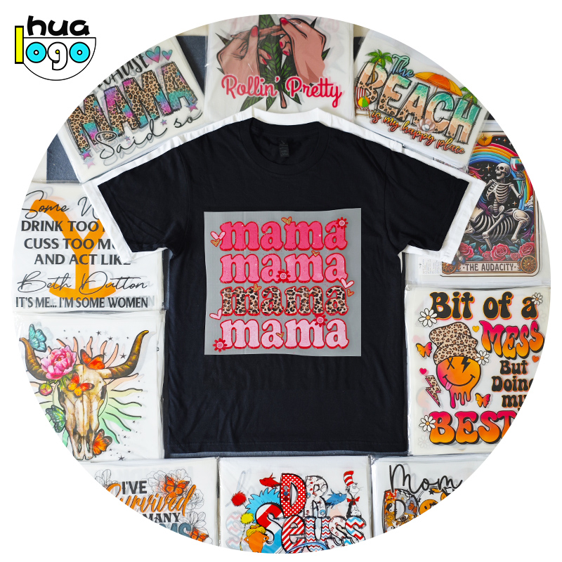Huaga Hot Sale Mother's Day Heat Transfer Printing Washable Eco-Friendly PET Material Iron-On Transfers for T-Shirts