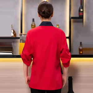 Vêtements de travail pour chef, manches longues, hommes et femmes, cuisine japonaise, restaurant de sushis, serveur, automne-hiver, costume 100% polyester, tissu tricoté - Product Image 2