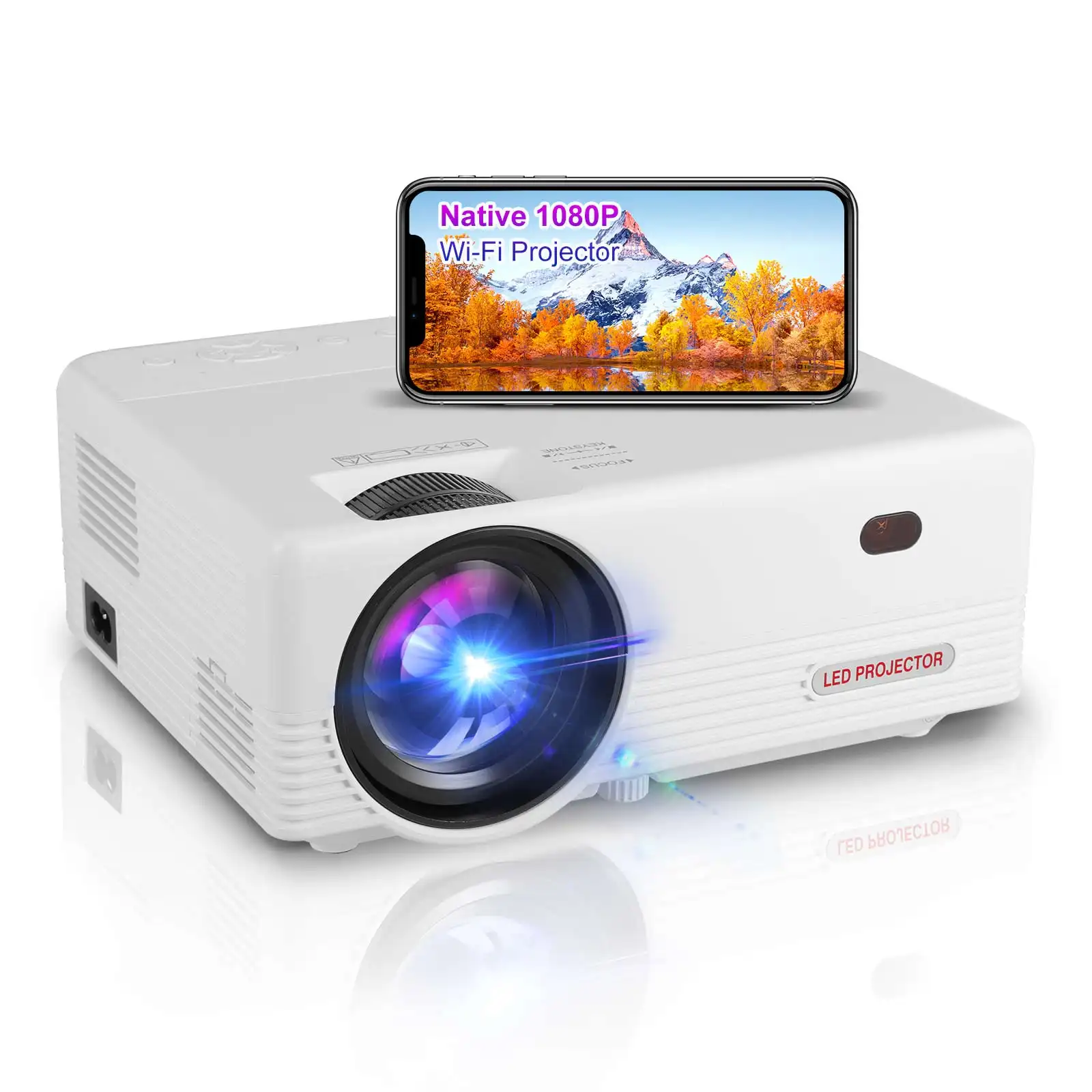 Only sold in USA 7 Days Free Shipping To USA Native 1080P WiFi Mobile Projector Compatible with Smartphone, TV Stick, HDMI