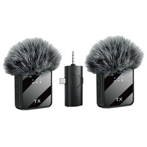 Microphone cravate sans fil 3-en-1 modèles K8 et K9, emballé, pour reportages mains libres sur téléphones mobiles pour interviews de rue - Product Image 1