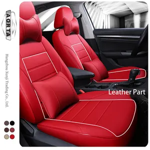 5 Seats PVC Real cow genuine Leather Full Set Seat Cover Sports Cushion Universal Fit Car Seats cover