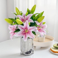 Großhandel 2-Köpfige Künstliche Lilien-Blumen für Hochzeit, Geburtstag, Dekoration, Bouquet, Tischblumen