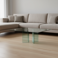 Base de table basse moderne en verre, hauteur 80 cm, largeur 40 cm, design transparent, style minimaliste