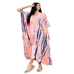 2026 New Design Bohemian Tie Dye <b>Kaftan</b> Dress for Women <b>Summer</b> Wear Clothing Natural Waistline with Pockets Europe-style <b>Kaftans</b> - Product Image 1