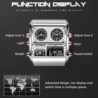 Lige Foxbox 0011 FB0011 jam tangan pria, jam tangan LED Digital kronograf olahraga baja otomatis Alarm untuk pria