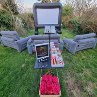 Écran de cinéma gonflable portable pour l'extérieur, configuration de cinéma commercial, projecteur, avec chaises gonflables