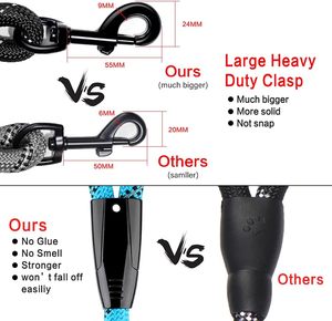 สายจูงสัตว์เลี้ยงแบบมีตะขอเกี่ยวสายจูงสุนัขไนลอนแบบถักสีสะท้อนแสงหลากสี - Product Image 4