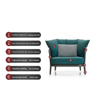 <span class=keywords><strong>Set</strong></span> <span class=keywords><strong>da</strong></span> <span class=keywords><strong>Giardino</strong></span> in Rattan Resistente per Esterni con Telaio in Alluminio - Divano, Sedia e Tavolino Impermeabili ed Ecologici per Uso in Cortile - Product Image 4