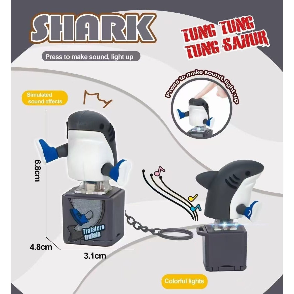 Botón Iluminado Tiburón Clásico de Montañas y Mares [En Bolsa] Batería Reemplazable