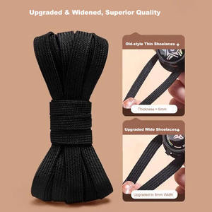 Attache-chaussettes sans lacets pour hommes et femmes, noir, plat, élargi, avec boucle rotative à bouton, pour lacets paresseux - Product Image 3