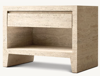 Meuble de rangement de chevet de luxe moderne en pierre de travertin beige pour salon et chambre à coucher avec design écologique