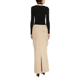 Falda Larga de Lino para Mujer, Estilo Verano, Plisada, Cintura Alta, Tejida, con Cremallera, para <span class=keywords><strong>Oficina</strong></span>, Retro, Vintage, Elegante - Product Image 2