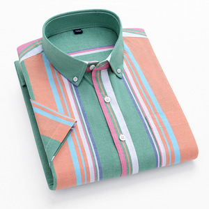 <span class=keywords><strong>Camicia</strong></span> <span class=keywords><strong>Oxford</strong></span> in Puro Cotone per Uomo, <span class=keywords><strong>Slim</strong></span> <span class=keywords><strong>Fit</strong></span>, Senza Stiratura, Business Casual a Righe, Manica Corta, Stile Urbano - Product Image 5