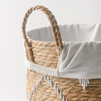 Panier de rangement en rotin tressé fait main personnalisé, forme ovale, 36x36cm, design moderne et simple, panier décoratif portable