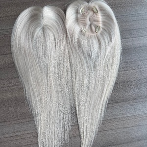 Premier Straight Virgin European Remy Hair Toupee Blanco Rubio Color Premium Remy Cabello humano Lace Front Topper - Product Image 1