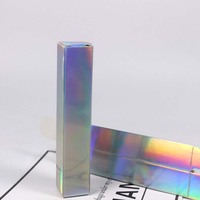 Boîte de papier Tube de brillant à lèvres Laser, boîte d'emballage de rouge à lèvres pliable avec Logo personnalisé blanc noir