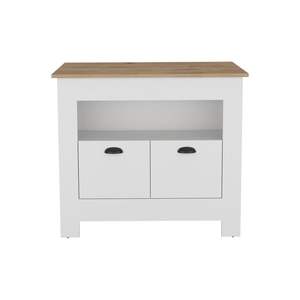 DB <b>Kitchen</b> <b>Islands</b> & <b>Carts</b> Geneva Collection White/Macadamia <b>Kitchen</b> <b>Island</b> & <b>Cart</b> - Product Image 1