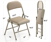 Chaise pliante en métal rembourrée, robuste, portable, avec coussin, pour le bureau, les fêtes, les événements, l'intérieur et l'extérieur
