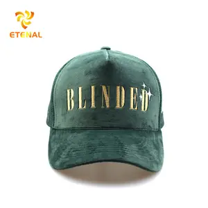 Customize Embroidered Logo Adjustable Mesh Hats Oem Promotion Breathable Velvet Trucker Cap