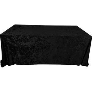 Moda boda fiesta postre Mesa Lino tela superposición decoración rectángulo 60x120 pulgadas mantel de terciopelo negro - Product Image 1