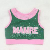 Vente en gros personnalisé Sparkle Rhinestones Cheer and Dance Practice Set-Ensemble haut court sans manches et jupe trapèze pour vêtements d'entraînement pour enfants