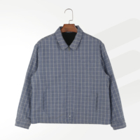 Veste pour homme en coton 100% personnalisable, polyvalente, ample, droite, à fermeture éclair, à carreaux, pour l'hiver