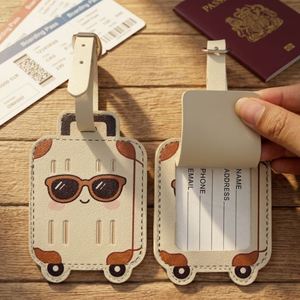 Cute Luggage Tags PU Leather Cartoon Luggage <b>Suitcase</b> Tag Travel Bag Recognizer Personalized <b>Label</b> - Product Image 1