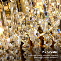 Lustre en cristal cascade de style américain, décoration luxueuse pour villa, lustre pour escaliers en spirale, lampe suspendue, luminaire suspendu