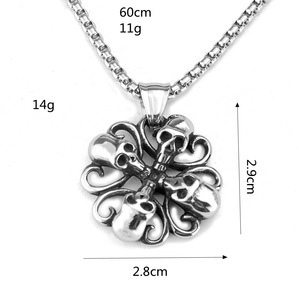 Collar con colgante de calavera gótica de acero inoxidable para hombre, diseño de esqueleto, joyería de moda, amuleto con forma geométrica, estilo asimétrico - Product Image 5