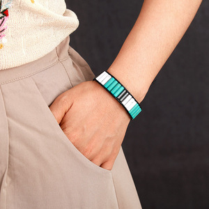Natural Turquoise Leather Wrap <b>Bracelet</b> <b>Red</b> Turquoise Unisex Fashion Jewelry Jinhua Origin LZB2005069 - Product Image 5