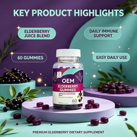 Gummies d'églantier OEM, mélange de poudre de jus d'églantier, complément alimentaire immunitaire quotidien, 60 unités, marque privée