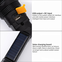Lampe torche LED rechargeable par USB, solaire, étanche IP65, longue portée, en plastique, pour usage extérieur d'urgence