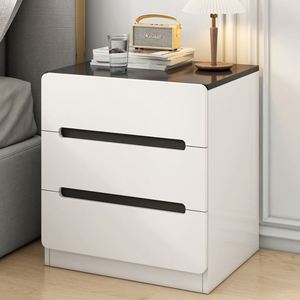 Mesa <span class=keywords><strong>de</strong></span> <span class=keywords><strong>Noche</strong></span> <span class=keywords><strong>Flotante</strong></span> Blanca Pequeña con Detalles Negros, Estilo Nórdico, para Dormitorio <span class=keywords><strong>de</strong></span> Hotel - Product Image 6