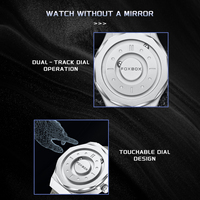 Montre à quartz pour homme FB0091 avec cadran de 43 mm, bracelet en cuir gris, design simple, lévitation magnétique, boule flottante 3D, étanche, boîte cadeau