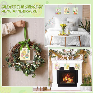 Adorno de madera DIY sin terminar para pintar, con diseño de conejo y huevo, para decoración de Pascua transfronteriza, ideal para manualidades infantiles. - Product Image 4