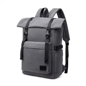 Рюкзак для ноутбука RPET для мальчиков и девочек, вместительная уличная походная дорожная сумка с рулонным верхом