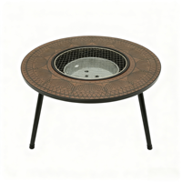 Table de pique-nique moderne en acier au carbone, motif unique, mobilier de camping, ensemble de table de barbecue coréen pliable avec réchaud