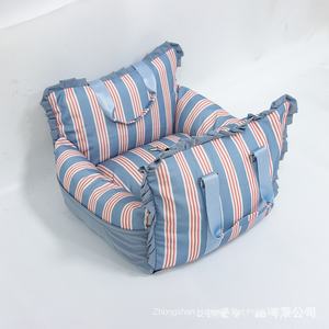 Großhandel Tragbares Wasserdichtes Hundebett Autositz-Kissen für Katzen und Hunde Transport Abnehmbares Gestreiftes Reisebett - Product Image 6