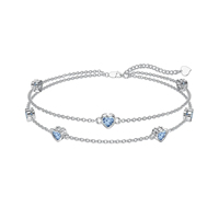 Bracelet ajustable en argent sterling 925 avec breloque cœur et pierre de naissance pour femme, bijoux fantaisie en gros, cadeau