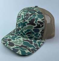 Sombrero de camionero de pato retro personalizado Sombrero de camionero de malla marrón en blanco 6 paneles Gorras de algodón Gorra de camionero con logotipo bordado 3D Camo
