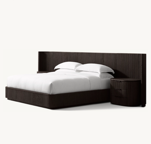 Muebles de dormitorio de estilo americano, camas tamaño King de madera de roble negro, cama de <span class=keywords><strong>refugio</strong></span> de madera extendida - Product Image 3