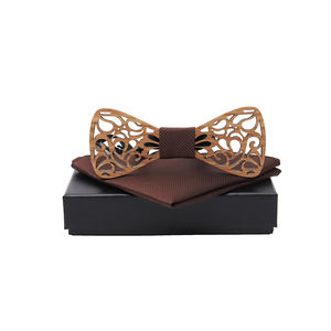 <span class=keywords><strong>Noeud</strong></span> <span class=keywords><strong>papillon</strong></span> découpé en <span class=keywords><strong>bois</strong></span> <span class=keywords><strong>sculpté</strong></span> creux classique avec carré de poche pour homme - Product Image 5