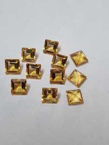 Citrine naturelle taille carrée 5 mm Pierre précieuse en vrac |   Pierre de citrine jaune pour la fabrication de bijoux |   Pierres précieuses en gros - Product Image 3
