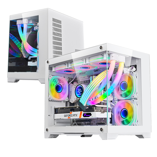 SNOWMAN CS003 Customized White Mid Tower MATX Mini ITX PC Gaming Case with Popular Design & Tempered Glass Desktop Computer Case